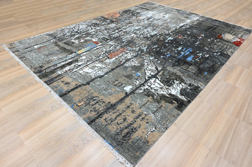 10 X 14 ft Area Rug, Abstract Design Rug, Indian Hand Knotted Rug, Oriental Rug, Home & Living Floor Rug Home Decor