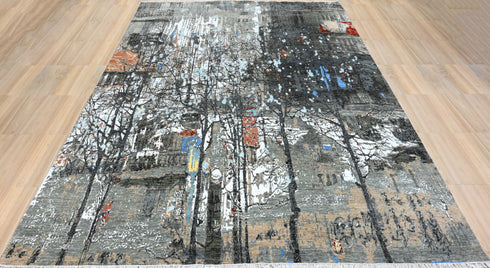 10 X 14 ft Area Rug, Abstract Design Rug, Indian Hand Knotted Rug, Oriental Rug, Home & Living Floor Rug Home Decor