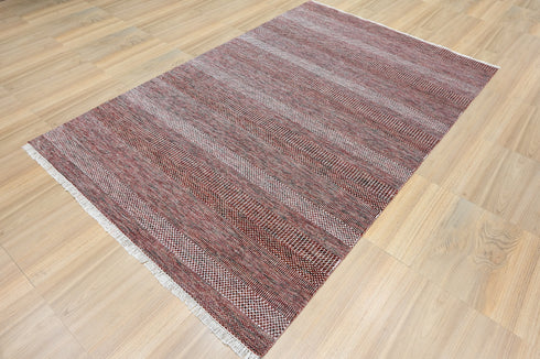 6 X 9 Ft Rust and Beige Handmade Rug for Home Decor, Hand Knotted Floor Area Rug - Indian Art Home Decor