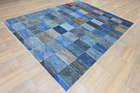 8 X 10 Indian Hand Knotted Multi Color Abstract Pattern Design Area Rug #WoolRug Home Decor