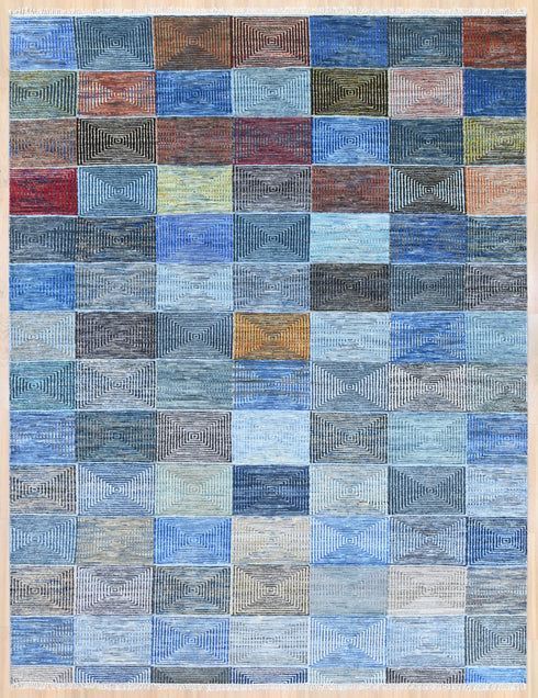 8 X 10 Indian Hand Knotted Multi Color Abstract Pattern Design Area Rug #WoolRug Home Decor