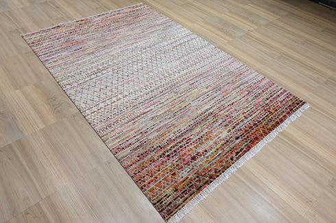 6 X 9 Ft Handmade Rug, Hand Knotted Floor Area Rug, Abstract Rug, Contemporary Design Rug, Indoor Bedroom Rug Home Decor