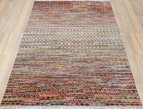 6 X 9 Ft Handmade Rug, Hand Knotted Floor Area Rug, Abstract Rug, Contemporary Design Rug, Indoor Bedroom Rug Home Decor
