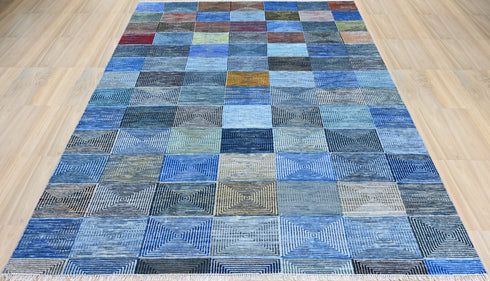 8 X 10 Indian Hand Knotted Multi Color Abstract Pattern Design Area Rug #WoolRug Home Decor