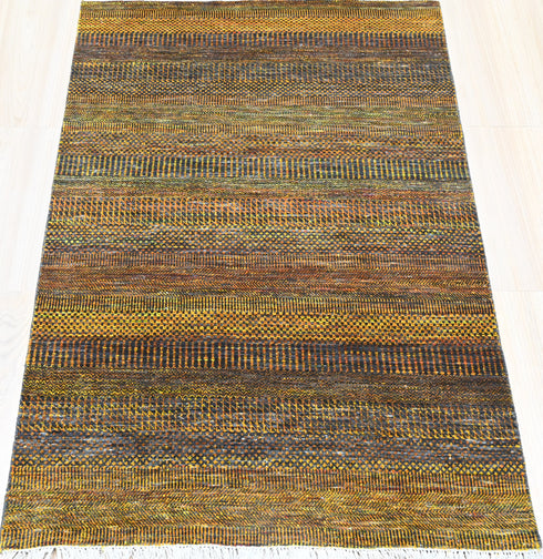 4 X 6 Ft Indian Hand Knotted Area Rug, Contemporary Design Rug, 4 X 6 Abstract Design Rug, Indian Rug - Indian Art Home Decor