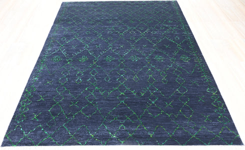 9 X 12 Ft Indoor Area Rug, Abstract Design Rug, Indian Hand Knotted Rug, Oriental Rug, Living Floor Rug Home Decor