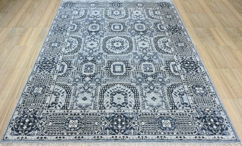 9 X 12 Ft Indoor Area Rug, Mamluks Design Rug Charcoal & Grey Color, Indian Hand Knotted Rug, Oriental Rug, Living Floor Rug Home Decor