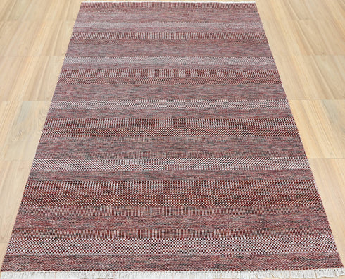 6 X 9 Ft Rust and Beige Handmade Rug for Home Decor, Hand Knotted Floor Area Rug - Indian Art Home Decor