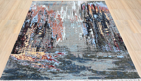 8 X 10 ft Area Rug, Abstract Design Rug, Indian Hand Knotted Rug, Oriental Rug, Home & Living Floor Rug Home Decor