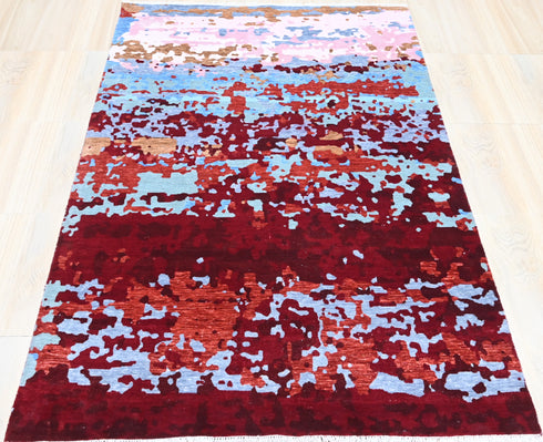 6 X 9 Ft Indian Hand Knotted Contemporary Indoor Area Rug #WoolRug #LivingRug Home Decor - 100%HANDMADERUG