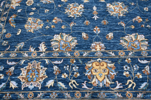 9 X 9 Ft Square Hand Knotted Indoor Blue and Gold Color Contemporary Area Rug Home Decor #100%HANDMADERUG #LOOMTOROOMRUG