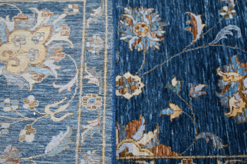 9 X 9 Ft Square Hand Knotted Indoor Blue and Gold Color Contemporary Area Rug Home Decor #100%HANDMADERUG #LOOMTOROOMRUG