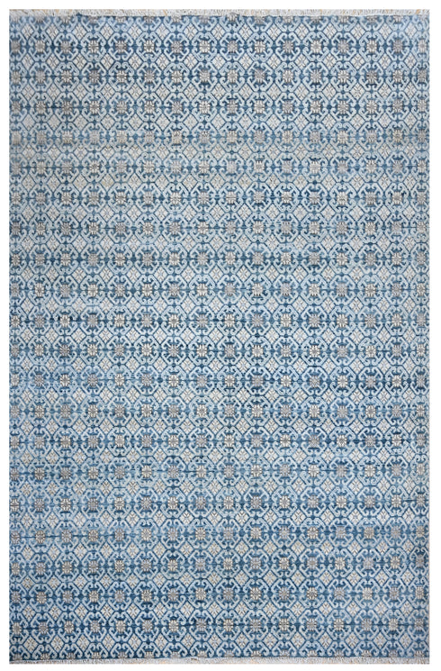 9 X 12 Ft Indoor Area Rug, Abstract Design Rug, Indian Hand Knotted Rug, Oriental Rug, Living Floor Rug Home Decor