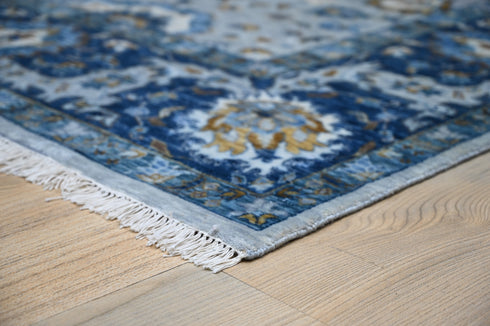 9 X 9 Ft Square Hand Knotted Blue and Grey Color Indoor Contemporary Area Rug Home Decor #100%HANDMADERUG #LOOMTOROOMRUG