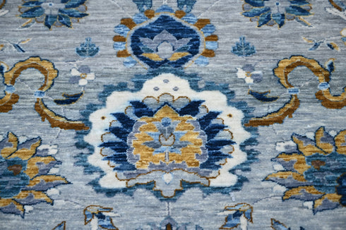 9 X 9 Ft Square Hand Knotted Blue and Grey Color Indoor Contemporary Area Rug Home Decor #100%HANDMADERUG #LOOMTOROOMRUG