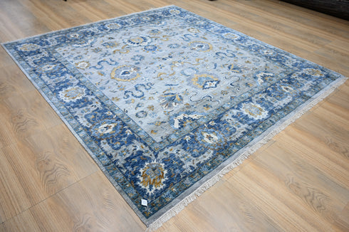 9 X 9 Ft Square Hand Knotted Blue and Grey Color Indoor Contemporary Area Rug Home Decor #100%HANDMADERUG #LOOMTOROOMRUG