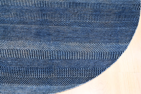 8 X 8 Ft. Handmade Blue Color Round Rug Grass Design Wool Area Rug