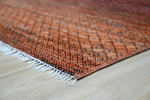 9 X 12 Ft Indoor Area Rug, Hand Knotted Rust Color Rug, Modern Rug, Contemporary Rug, Abstract Rug, Indian Handmade Rug Home Decor