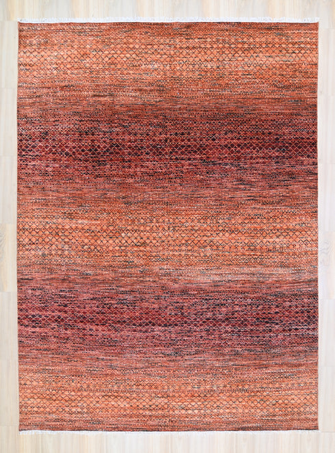 9 X 12 Ft Indoor Area Rug, Hand Knotted Rust Color Rug, Modern Rug, Contemporary Rug, Abstract Rug, Indian Handmade Rug Home Decor
