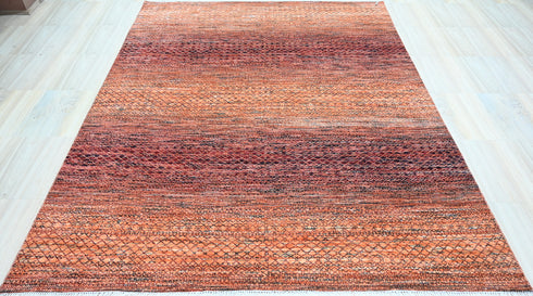 9 X 12 Ft Indoor Area Rug, Hand Knotted Rust Color Rug, Modern Rug, Contemporary Rug, Abstract Rug, Indian Handmade Rug Home Decor