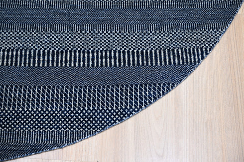 8 X 8 Ft. Handmade Blue Color Round Rug Grass Design Wool Area Rug