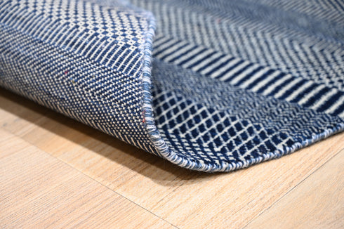 8 X 8 Ft. Handmade Blue Color Round Rug Grass Design Wool Area Rug