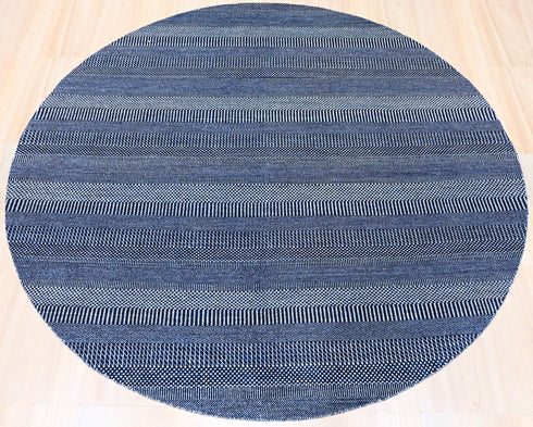8 X 8 Ft. Handmade Blue Color Round Rug Grass Design Wool Area Rug
