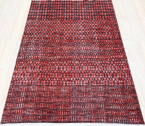 6 X 9 Ft Handmade Rug, Hand Knotted Floor Area Rug, Abstract Rug, Contemporary Design Rug, Indoor Bedroom Rug Home Decor