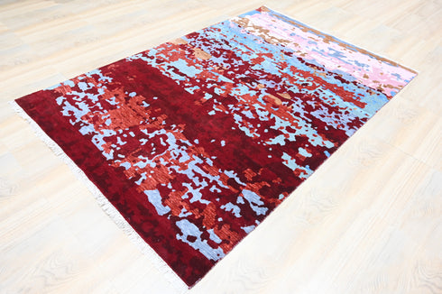 6 X 9 Ft Indian Hand Knotted Contemporary Indoor Area Rug #WoolRug #LivingRug Home Decor - 100%HANDMADERUG