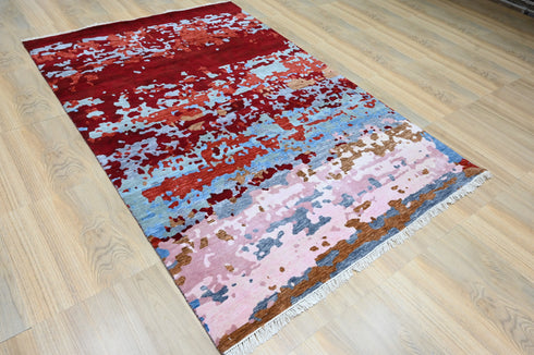 6 X 9 Ft Indian Hand Knotted Contemporary Indoor Area Rug #WoolRug #LivingRug Home Decor - 100%HANDMADERUG