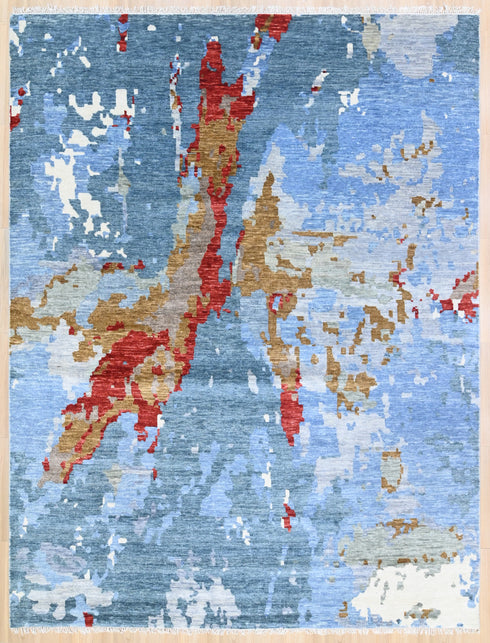 9 X 12 Ft Indoor Area Rug, Multi Color Abstract Design Rug, Indian Hand Knotted Rug, Oriental Rug, Living Floor Rug Home Decor