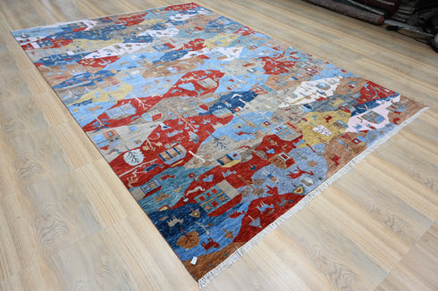 10 X 14 Ft Hand Knotted Area Rug, Indoor Oriental Rug, Contemporary Style Multi Color Rug, Abstract Design Home & Living Rug Home Decor