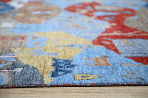 10 X 14 Ft Hand Knotted Area Rug, Indoor Oriental Rug, Contemporary Style Multi Color Rug, Abstract Design Home & Living Rug Home Decor