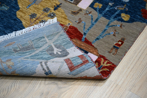 10 X 14 Ft Hand Knotted Area Rug, Indoor Oriental Rug, Contemporary Style Multi Color Rug, Abstract Design Home & Living Rug Home Decor