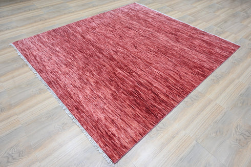 8 X 10 Feet Wool Area Rug, Red Color Hand Knot Rug, Indoor Floor Covering Rug, Contemporary Rug, Indian Handmade Carpet Home Decor
