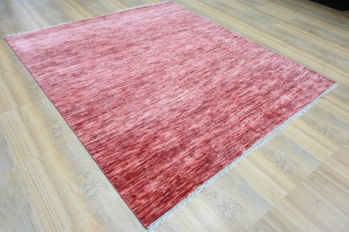 8 X 10 Feet Wool Area Rug, Red Color Hand Knot Rug, Indoor Floor Covering Rug, Contemporary Rug, Indian Handmade Carpet Home Decor