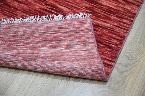 8 X 10 Feet Wool Area Rug, Red Color Hand Knot Rug, Indoor Floor Covering Rug, Contemporary Rug, Indian Handmade Carpet Home Decor