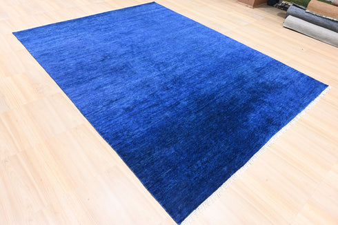 9 X 12 Ft Area Rug, Abstract Design Rug, Blue Color Indian Hand Knotted Rug, Oriental Rug, Home & Living Floor Rug Home Decor