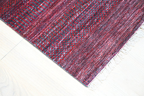 5.5 X 8 Ft Area Rug Indian Hand Knotted Red and Charcoal Area Rug Home Decor #100%HANDMADERUG