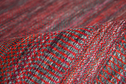 5.5 X 8 Ft Area Rug Indian Hand Knotted Red and Charcoal Area Rug Home Decor #100%HANDMADERUG