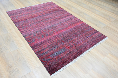 5.5 X 8 Ft Area Rug Indian Hand Knotted Red and Charcoal Area Rug Home Decor #100%HANDMADERUG