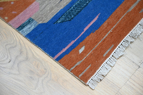 9 X 12 Feet Indian Hand Knotted Contemporary Multi Color Abstract Design Floor Area Rug #IndoorRug #LivingRug #WoolRug #SoftRug