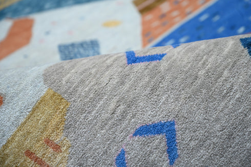 9 X 12 Feet Indian Hand Knotted Contemporary Multi Color Abstract Design Floor Area Rug #IndoorRug #LivingRug #WoolRug #SoftRug