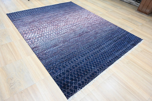 8 X 10 Ft Indoor Area Rug, Abstract Design Rug, Contemporary Style Indian Rug, Hand Knotted Rug, Floor Rug