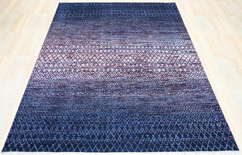 8 X 10 Ft Indoor Area Rug, Abstract Design Rug, Contemporary Style Indian Rug, Hand Knotted Rug, Floor Rug