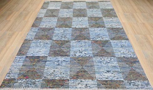 9 X 12 Ft Indoor Area Rug, Contemporary Grey and Rust Color Rug, Hand Knotted Oriental Rug, Home Interior Design Rug, Indoor Rug - Home Decor