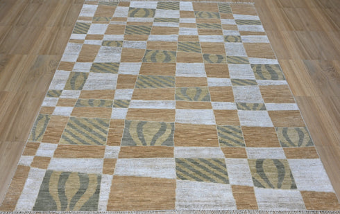 8 X 10 Indian Hand Knotted Abstract Pattern Design Area Rug #WoolRug Home Decor