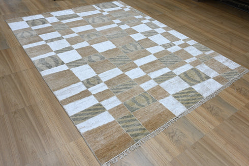 8 X 10 Indian Hand Knotted Abstract Pattern Design Area Rug #WoolRug Home Decor