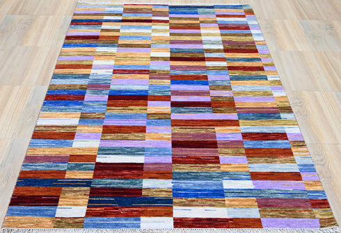 6 X 9 Ft Indoor Area Rug, Abstract Rug, Hand Knotted Multi Color Contemporary Rug, Indian Handmade Rug, Floor Carpet - 100%HANDMADERUG