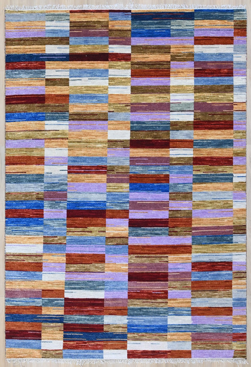 6 X 9 Ft Indoor Area Rug, Abstract Rug, Hand Knotted Multi Color Contemporary Rug, Indian Handmade Rug, Floor Carpet - 100%HANDMADERUG